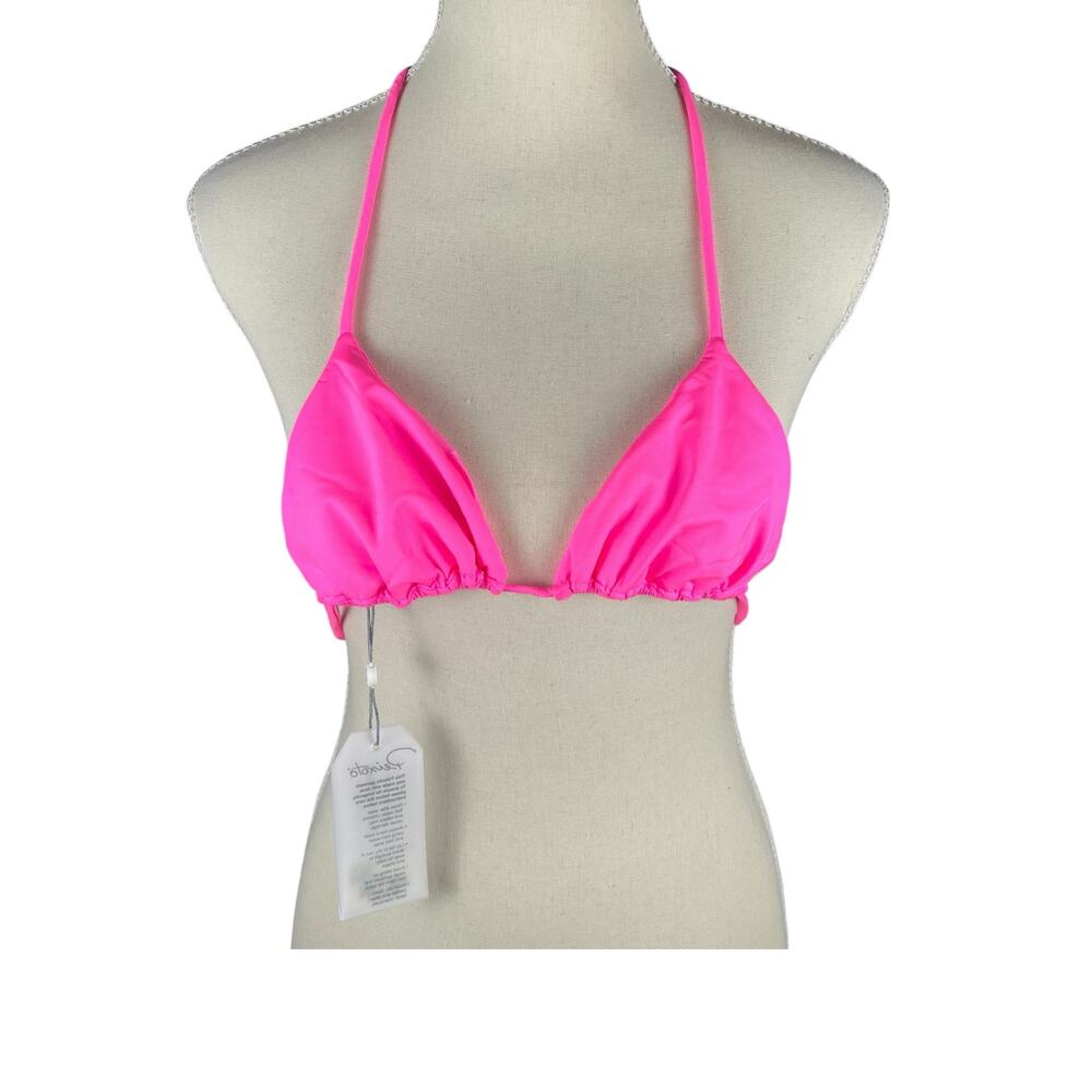Peixoto Fifi Triangle Bikini Top Neon Pink String Halter Swim XS NWT